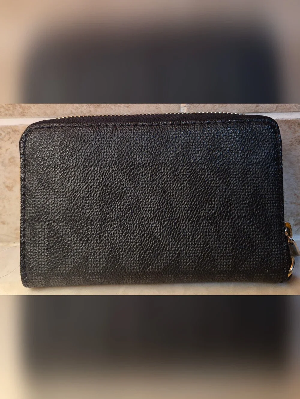 Michael Kors Jet Set Black Signature Zip Around Wallet Wristlet